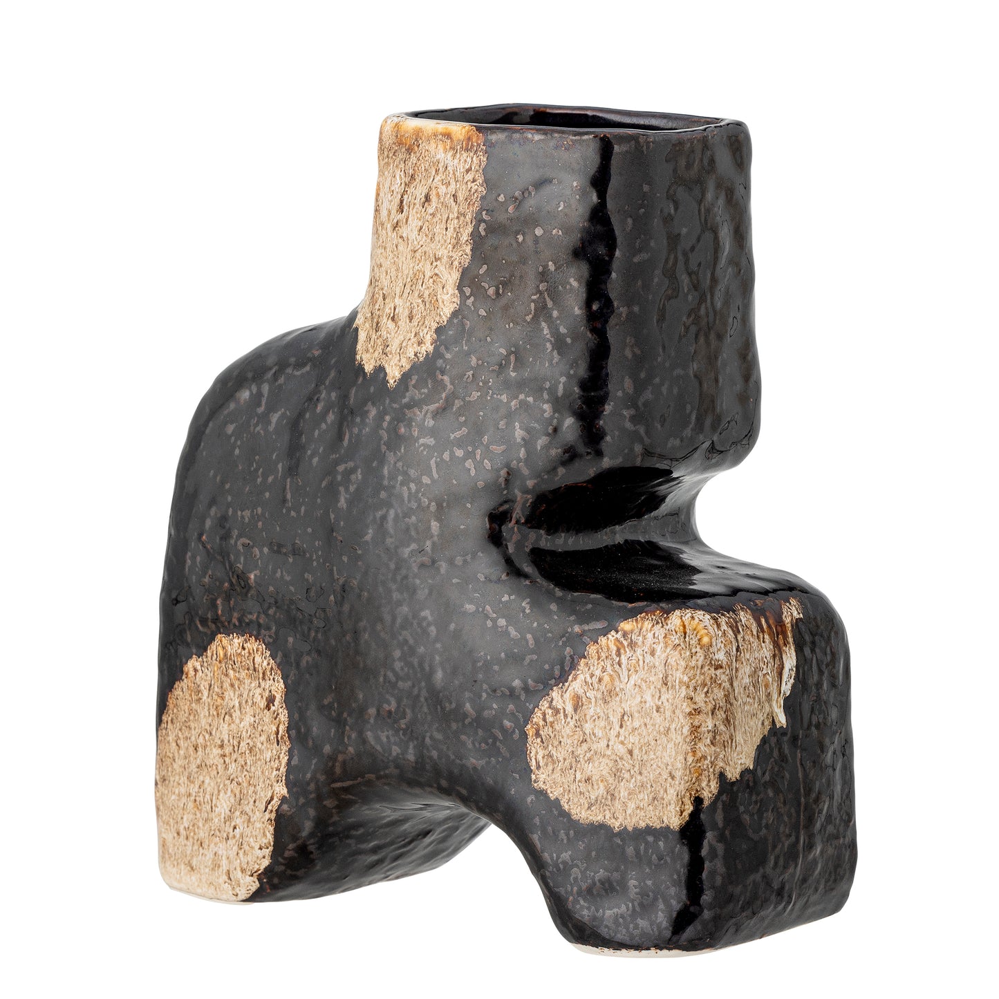 Ollia Vase, Schwarz, Steingut